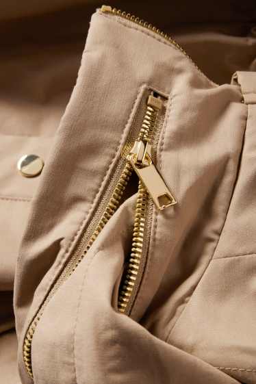 Kobiety - Parka z kapturem - hydrofobowa - kaki