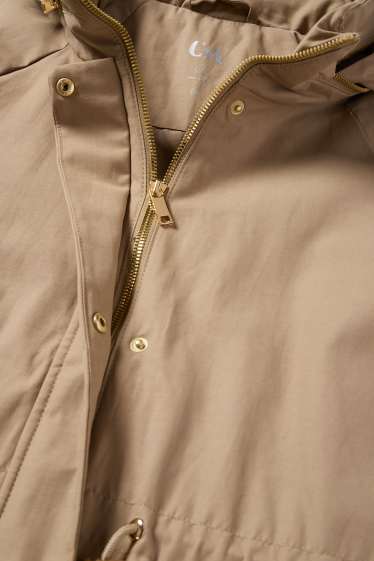 Kobiety - Parka z kapturem - hydrofobowa - kaki