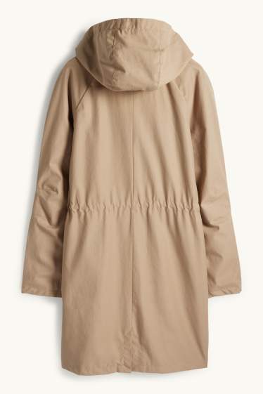 Kobiety - Parka z kapturem - hydrofobowa - kaki