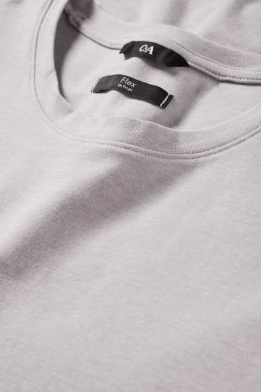 Herren - T-Shirt - Slim Fit - Flex - hellgrau