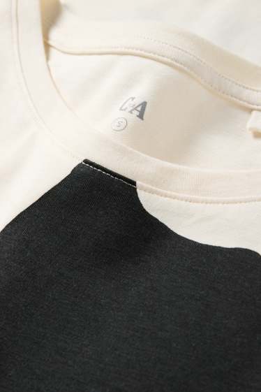 Donna - T-shirt - regular fit - a fiori - nero / bianco