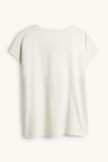 Donna - T-shirt - regular fit - a fiori - nero / bianco