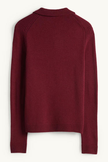 Damen - Pullover - Woll-Mix - bordeaux