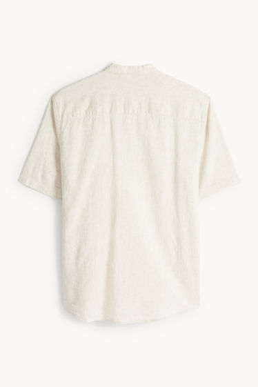Unisex - Cămașă - regular fit - guler drept - amestec de in - bej