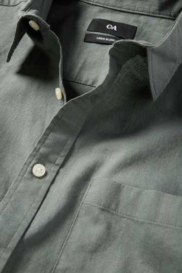 Unisex - Hemd - Regular Fit - Kent - Leinen-Mix - dunkelgrau