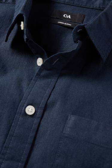 Unisex - Camisa - regular fit - Kent - mescla de lli - blau fosc