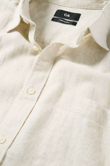 Unisex - Overhemd - regular fit - kent - linnenmix - licht beige