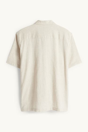 Unisex - Overhemd - regular fit - kent - linnenmix - licht beige