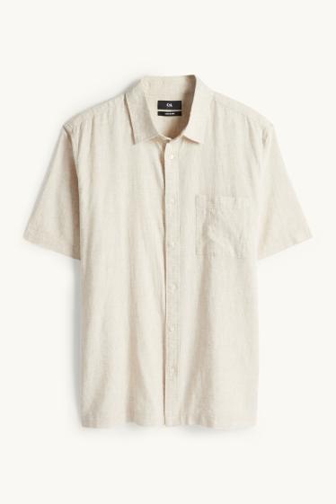 Unisex - Overhemd - regular fit - kent - linnenmix - licht beige