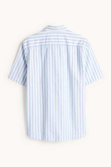 Herren - Hemd - Regular Fit - Kent - gestreift - weiss / hellblau