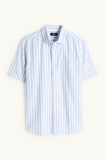 Herren - Hemd - Regular Fit - Kent - gestreift - weiss / hellblau