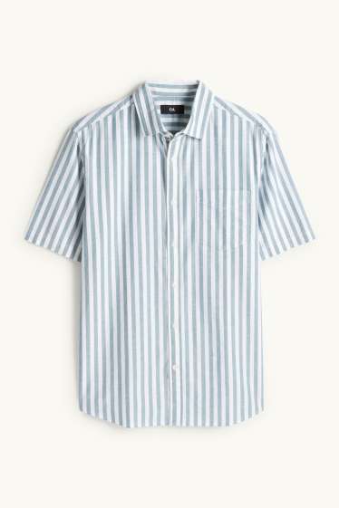 Herren - Hemd - Regular Fit - Kent - gestreift - grün / cremeweiss