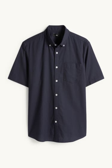 Hommes - Chemise - regular fit - col button-down - bleu foncé