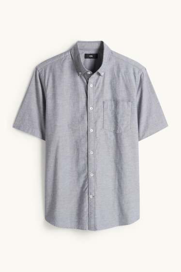 Hommes - Chemise - regular fit - col button-down - gris