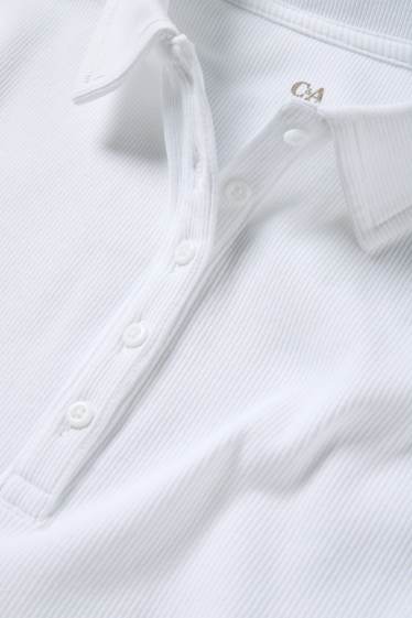 Damen - Poloshirt - Regular Fit - gerippt - weiß