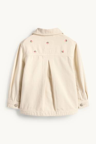 Kinderen: meisjes - Bloem - spijkerjasje - crème wit