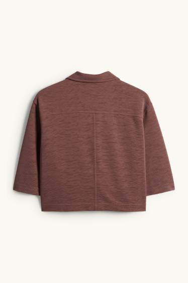 Dámské - Košilová halenka - strukturovaná - tmavohnědá