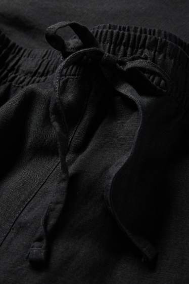 Dona - Pantalons de tela - mid waist - wide leg - mescla de lli - negre