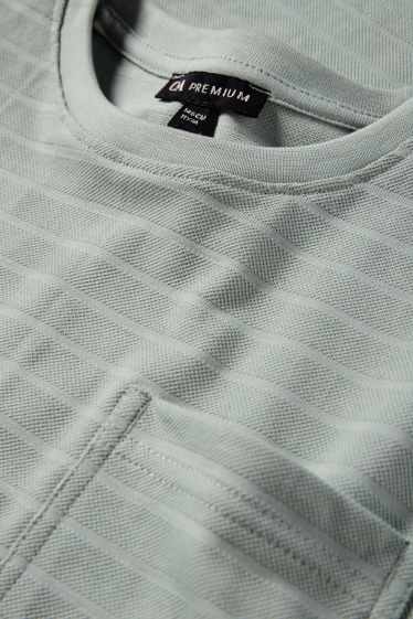 Enfants garçons - T-shirt - à rayures - finition texturée - vert menthe