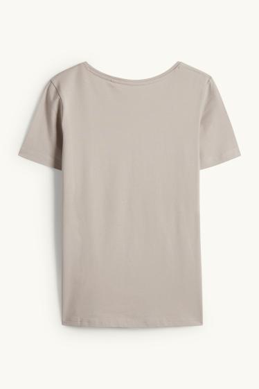 Dames - T-shirt - slim fit - licht beige