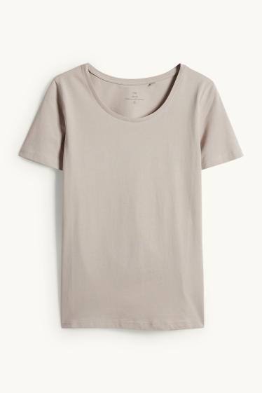 Dames - T-shirt - slim fit - licht beige
