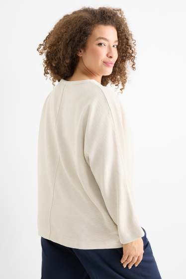 Damen - Sweatshirt - gerippt - hellbeige