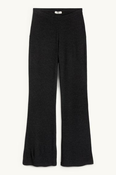 Femei - Colanți evazați - reiați - gri închis