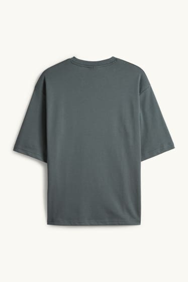 Pánské - Tričko - relaxed fit - tmavozelená