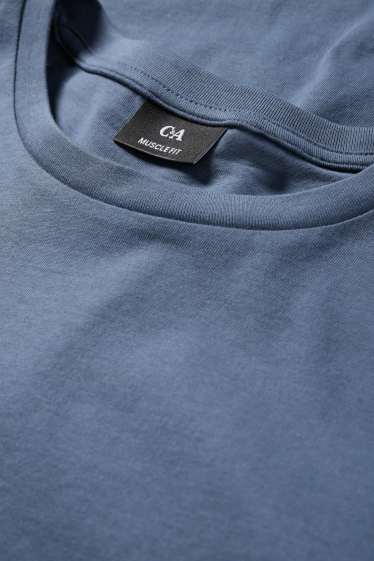 Hommes - T-shirt - slim fit - bleu foncé