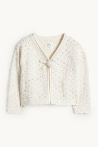 Bebeluși - fete - Cardigan tricotat bebeluși - alb-crem