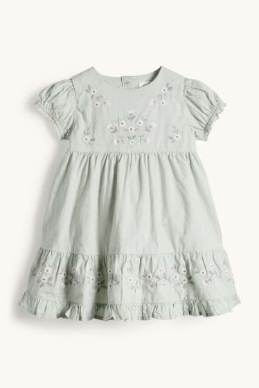 Baby Mädchen - Blümchen - Baby-Kleid - strukturiert - mintgrün