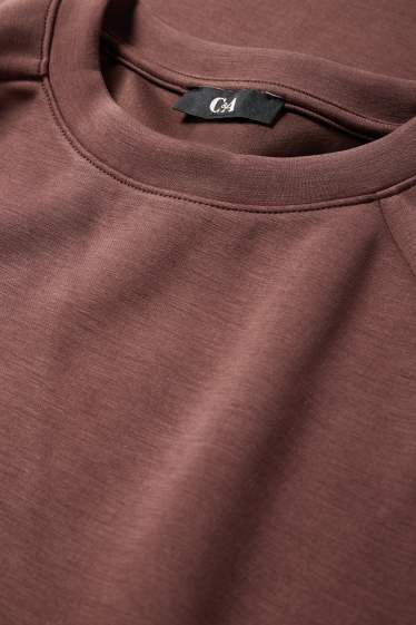 Femei - Bluză de molton supradimensionată - maro închis