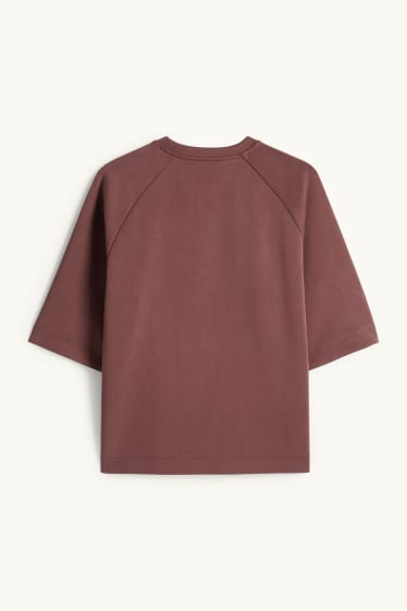 Femei - Bluză de molton supradimensionată - maro închis