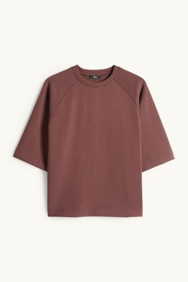 Femei - Bluză de molton supradimensionată - maro închis