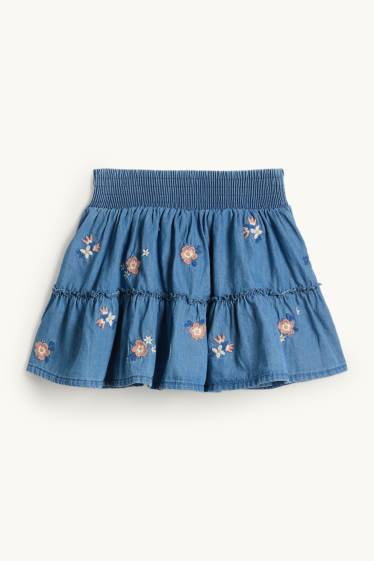 Copii - Fete - Floare - fustă - aspect de jeans - albastru