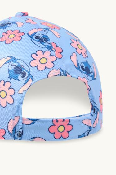 Kinder Mädchen - Lilo & Stitch - Baseballcap - geblümt - blau  / pink