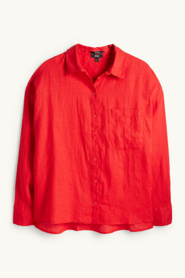 Femmes - Chemisier en lin - rouge