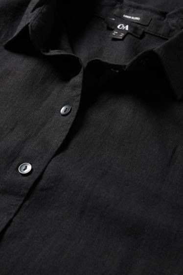 Women - Shirt blouse - linen blend - black