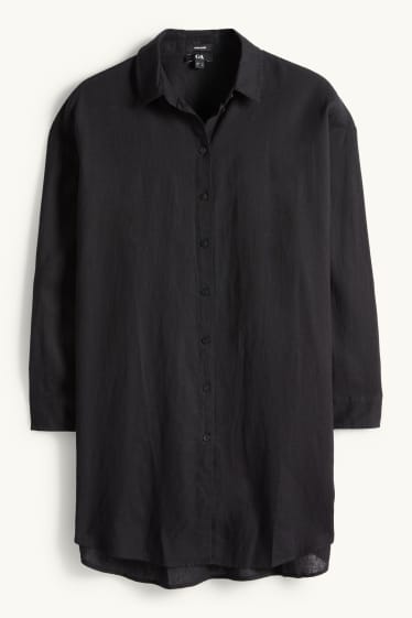Women - Shirt blouse - linen blend - black