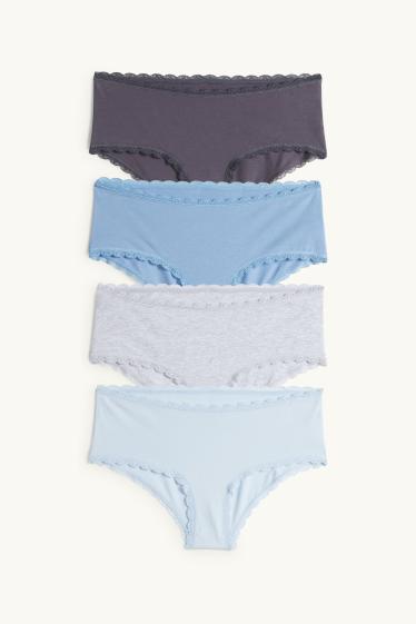 Dona - Paquet de 4 - calces hipster - blau/gris