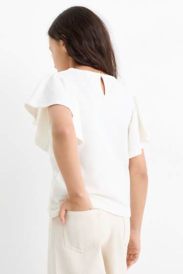 Enfants filles - T-shirt - finition texturée - blanc