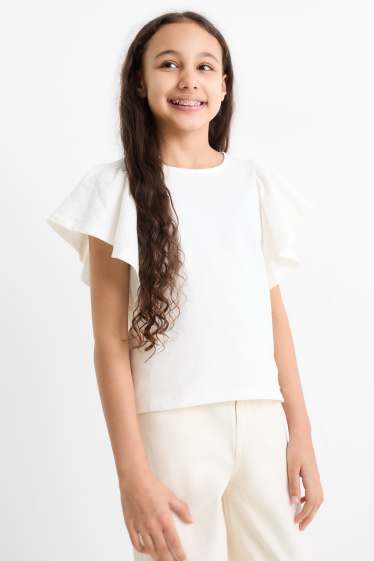 Enfants filles - T-shirt - finition texturée - blanc