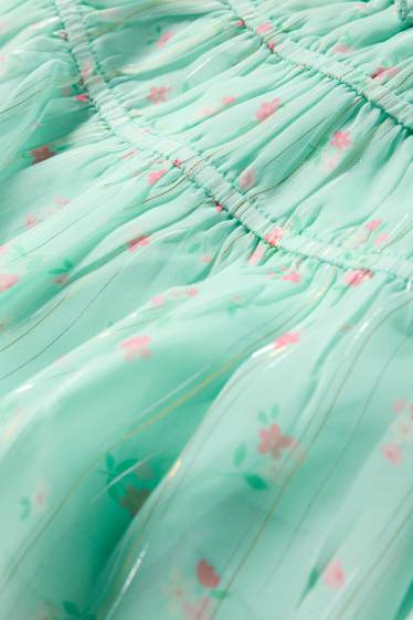 Enfants filles - Fleurs - jupe - effet brillant - vert clair