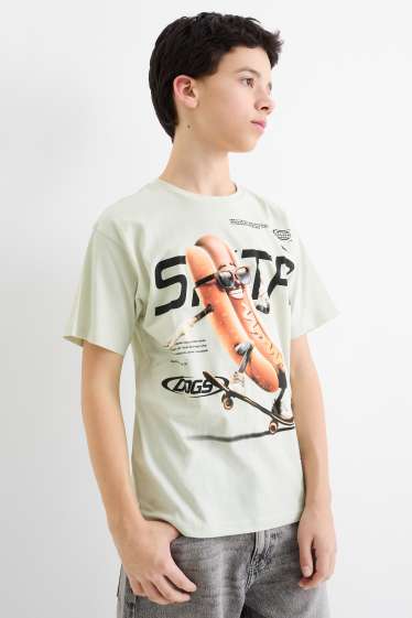 Kinder Buben - Hotdog - Kurzarmshirt - cremeweiß