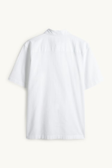 Unisexe - Chemise - regular fit - col kent - lin mélangé - blanc