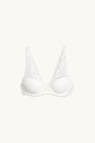 Women - Underwire bra - PLUNGE - padded - white