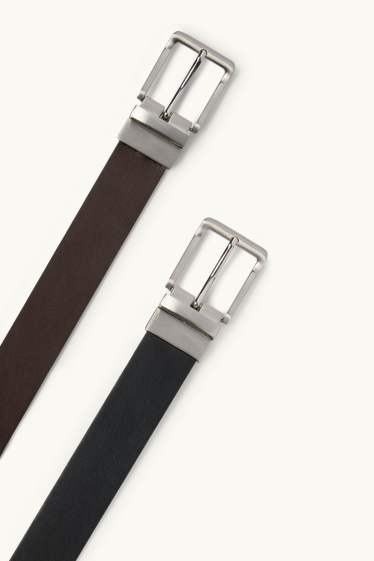 Uomo - Cintura reversibile - similpelle - nero