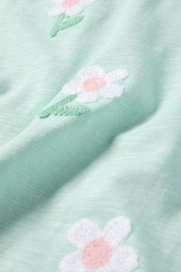 Bambine - Fiore - maglia a maniche corte - verde menta