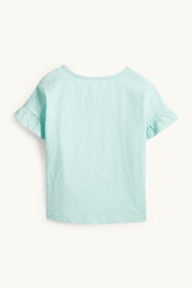 Bambine - Fiore - maglia a maniche corte - verde menta