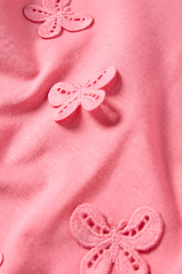 Children Girls - Butterfly - short sleeve T-shirt - pink
